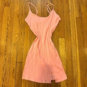 Sexy pink mini bodycon dress with adjustable straps!
